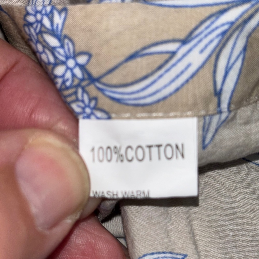Thomas Pink Women Tan Blue Floral Cotton Button Down Shirt Blouse Size 14 - Picture 4 of 11
